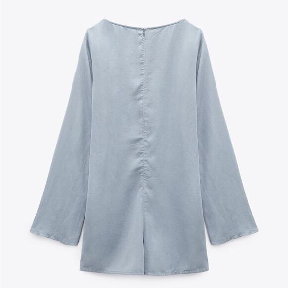 ZARA FLOWY SHORT JUMPSUIT BLUE / GRAY - Picture 5 of 9